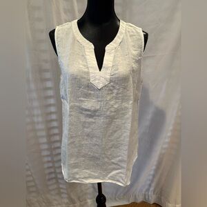 White Linen Sleeveless Women's Top
